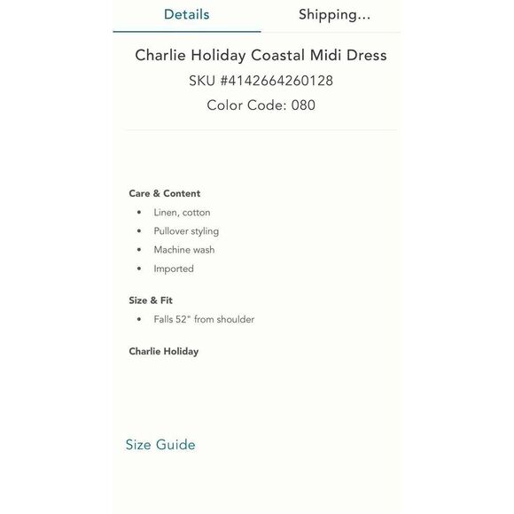 Anthropologie Charlie Holiday Coastal Midi Dress size 6‎ - Picture 5 of 9